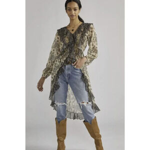 NEW Anthropologie Sheer Femme Paisley Button Down Blouse - Small